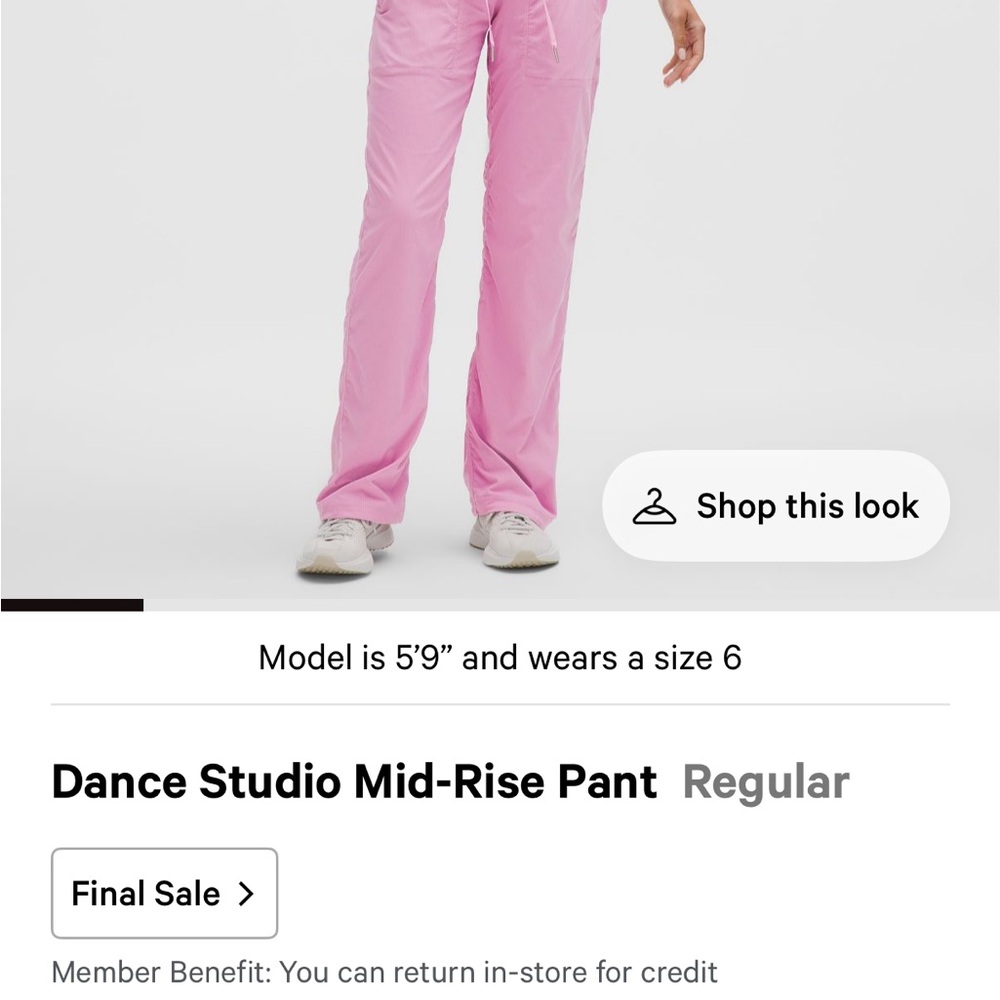 lululemon athletica Pink Dance Studio Mid-Rise Pant